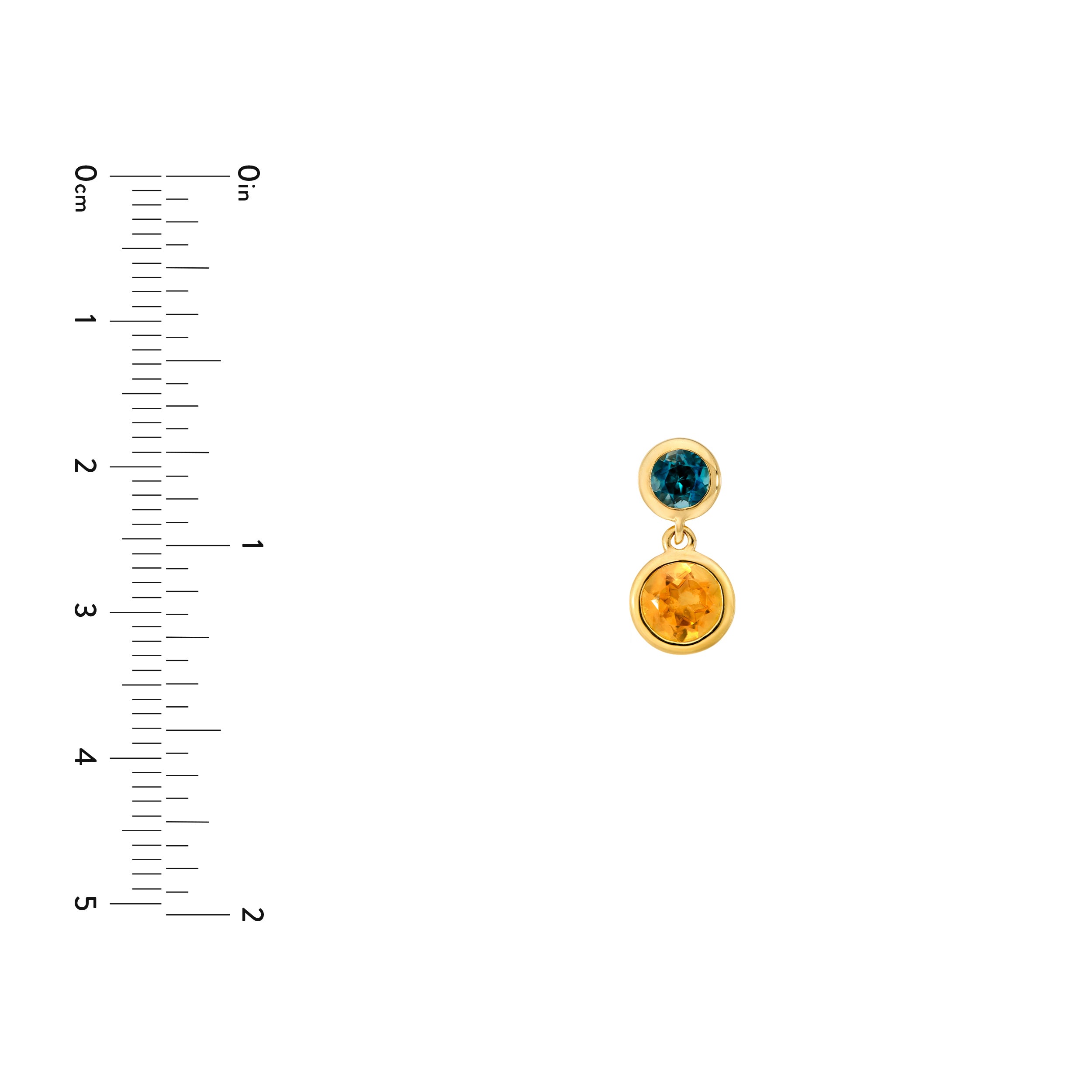 Citrine & Blue Topaz Bezel Drop Earrings