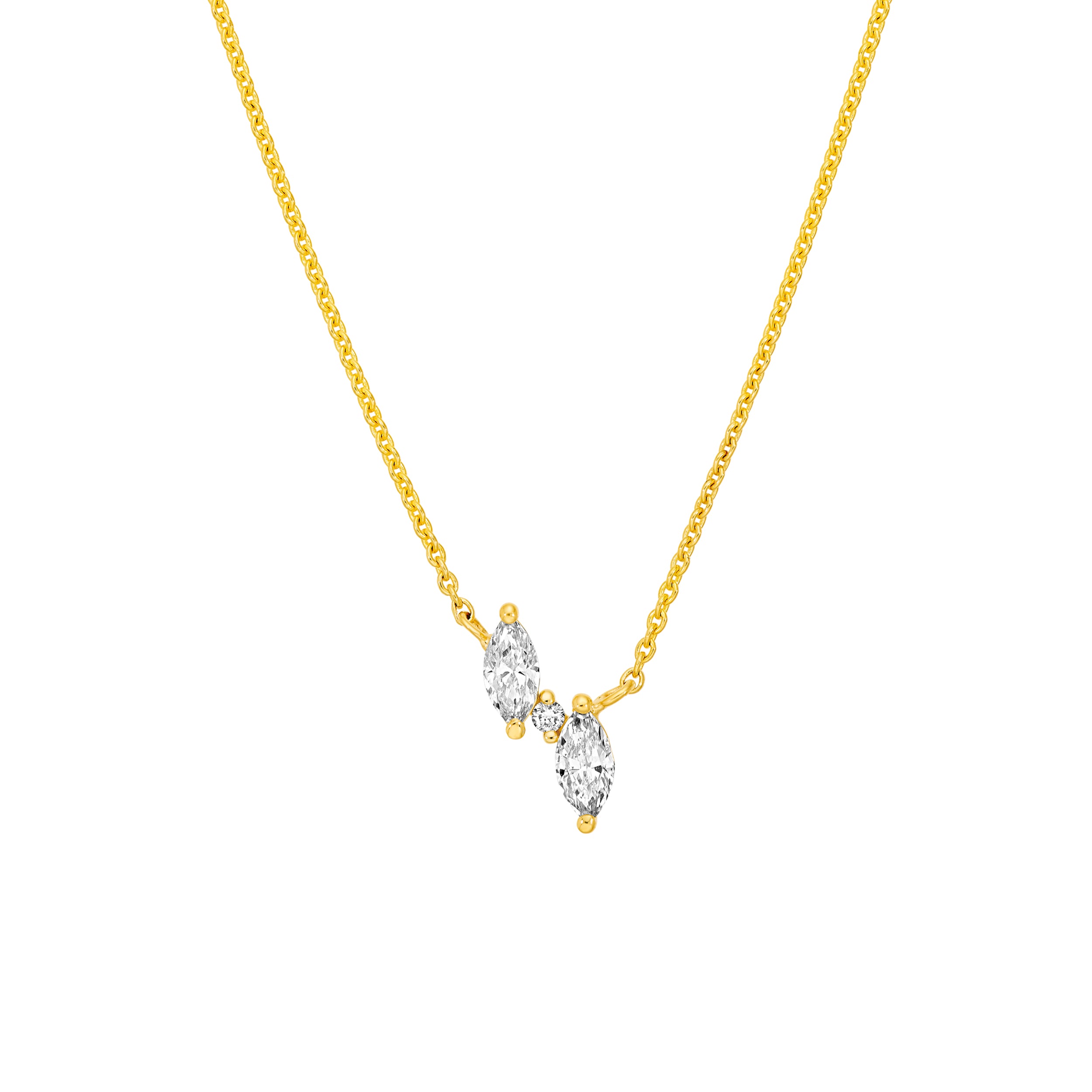 3/8tcw Marquise & Round Pendant Necklace