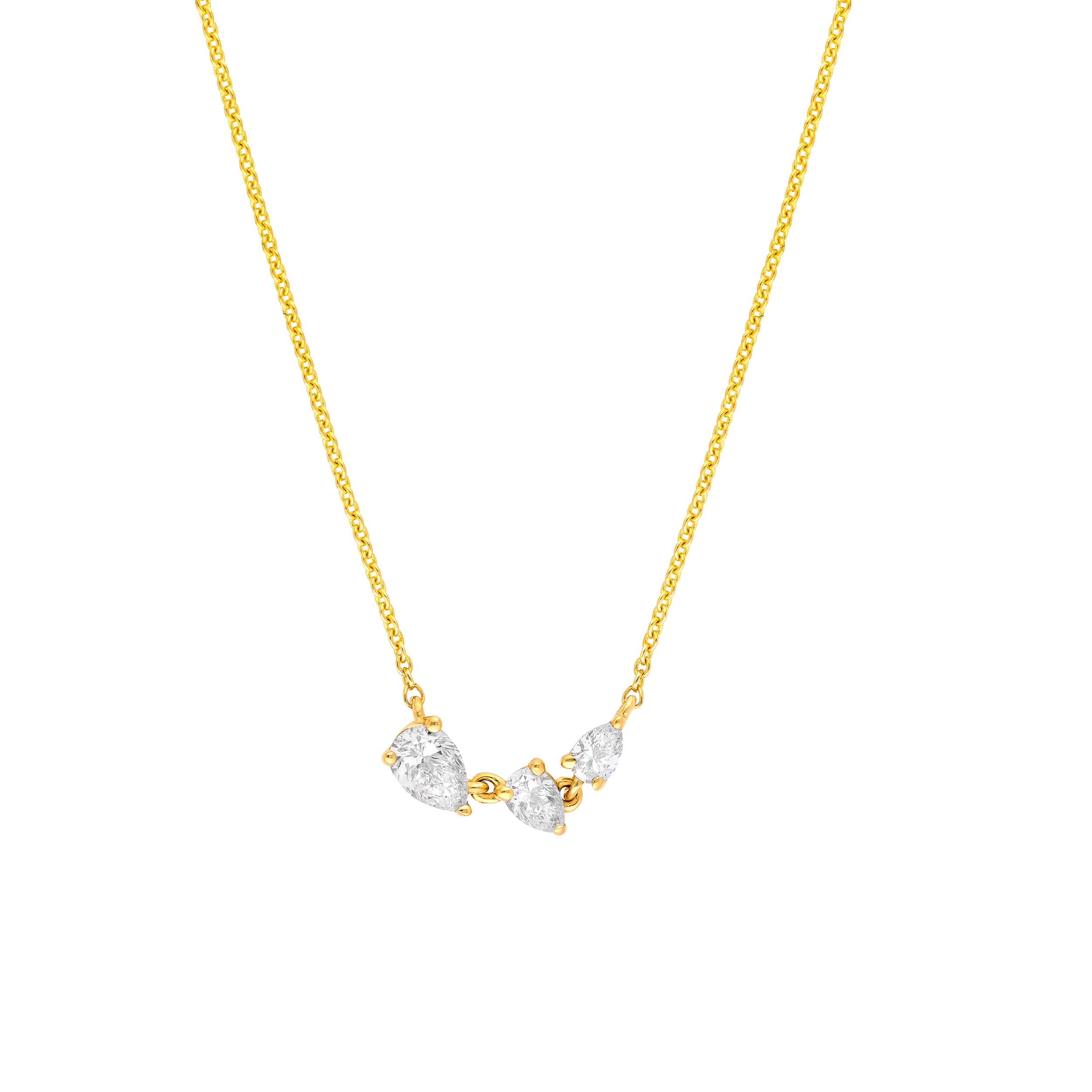 5/8tcw Diamond Pear 3 Stone Necklace