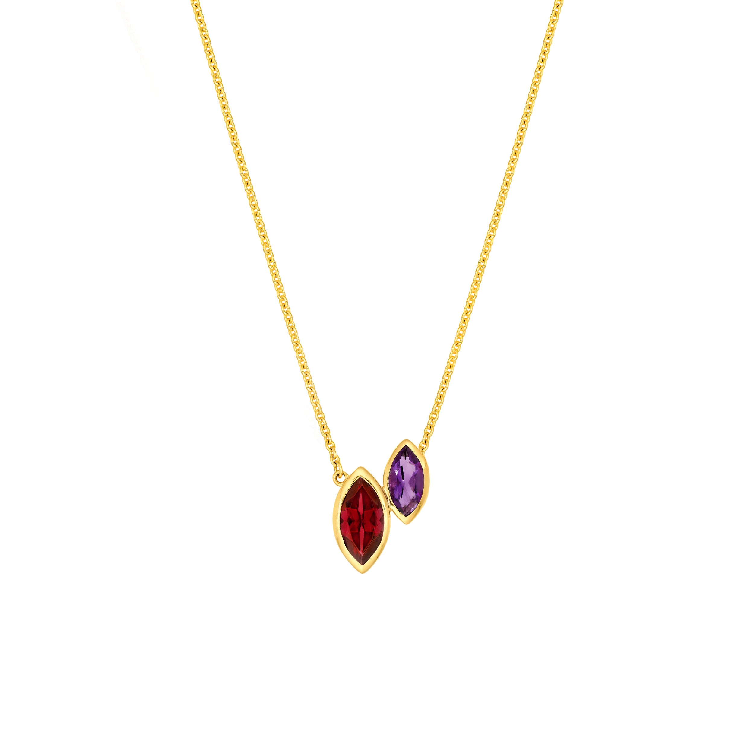 Toi et Moi Necklace (Red Garnet & Amethyst)