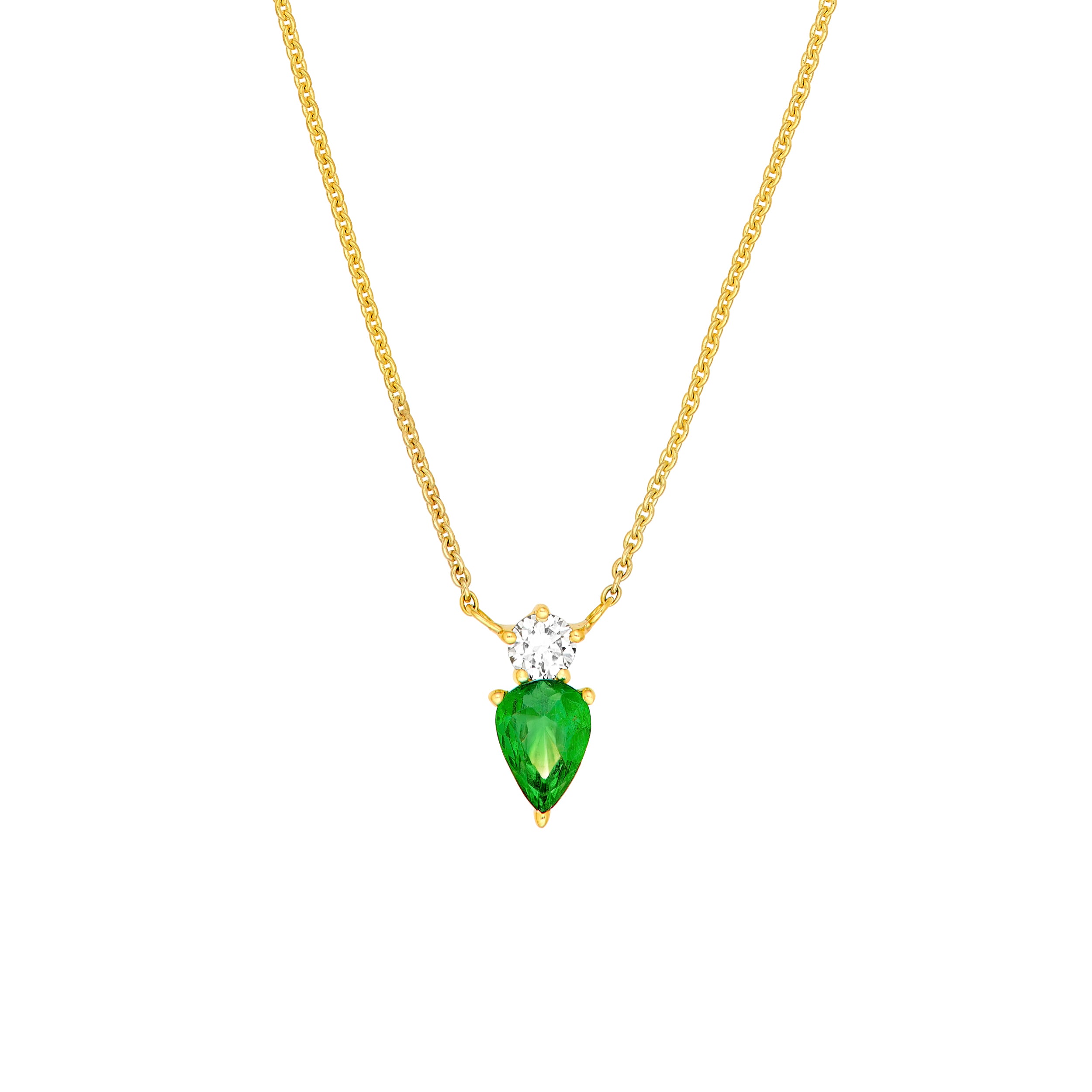 5/8tcw Diamond & 1/6tcw Tsavorite Drop Necklace