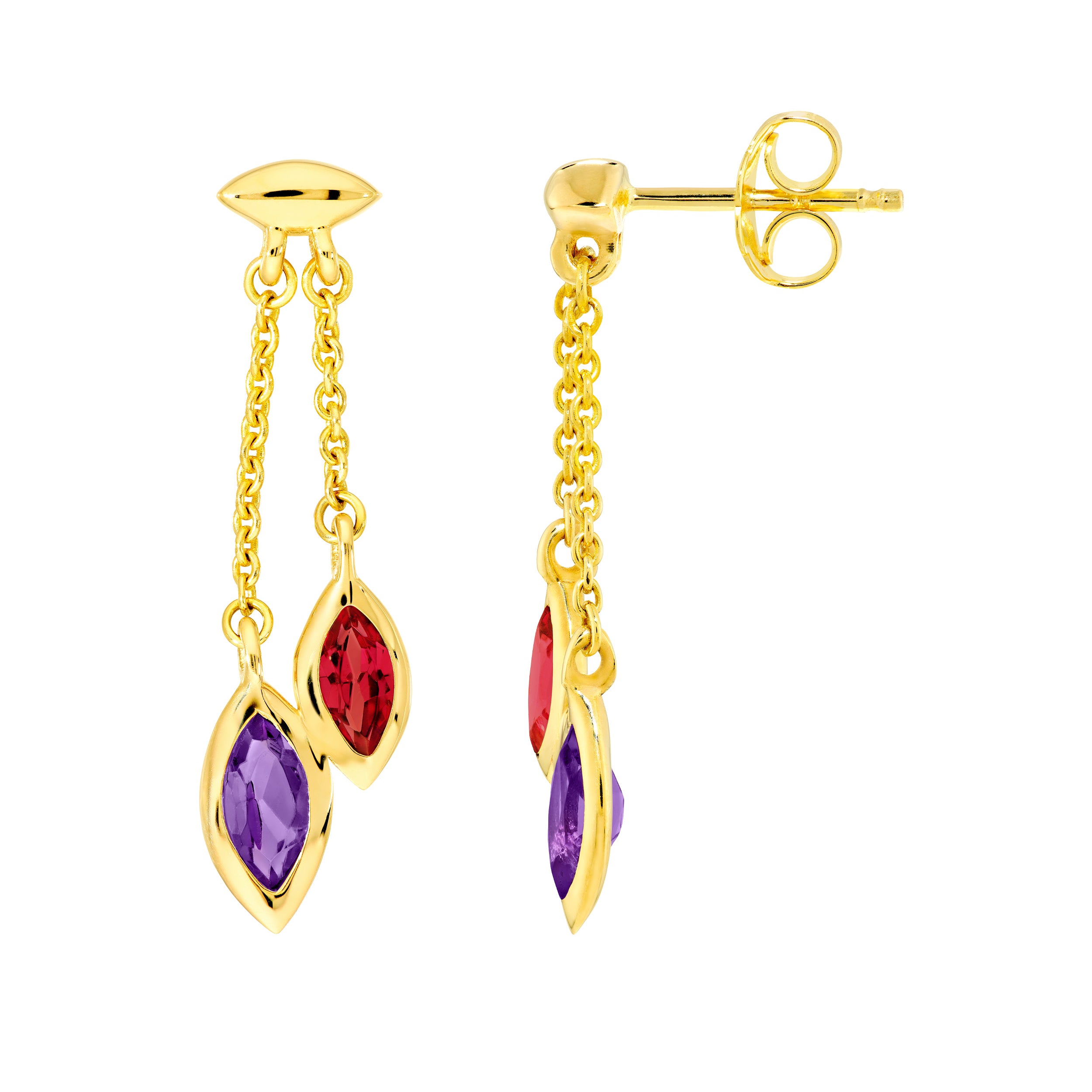 Toi et Moi Earrings (Garnet & Amethyst)