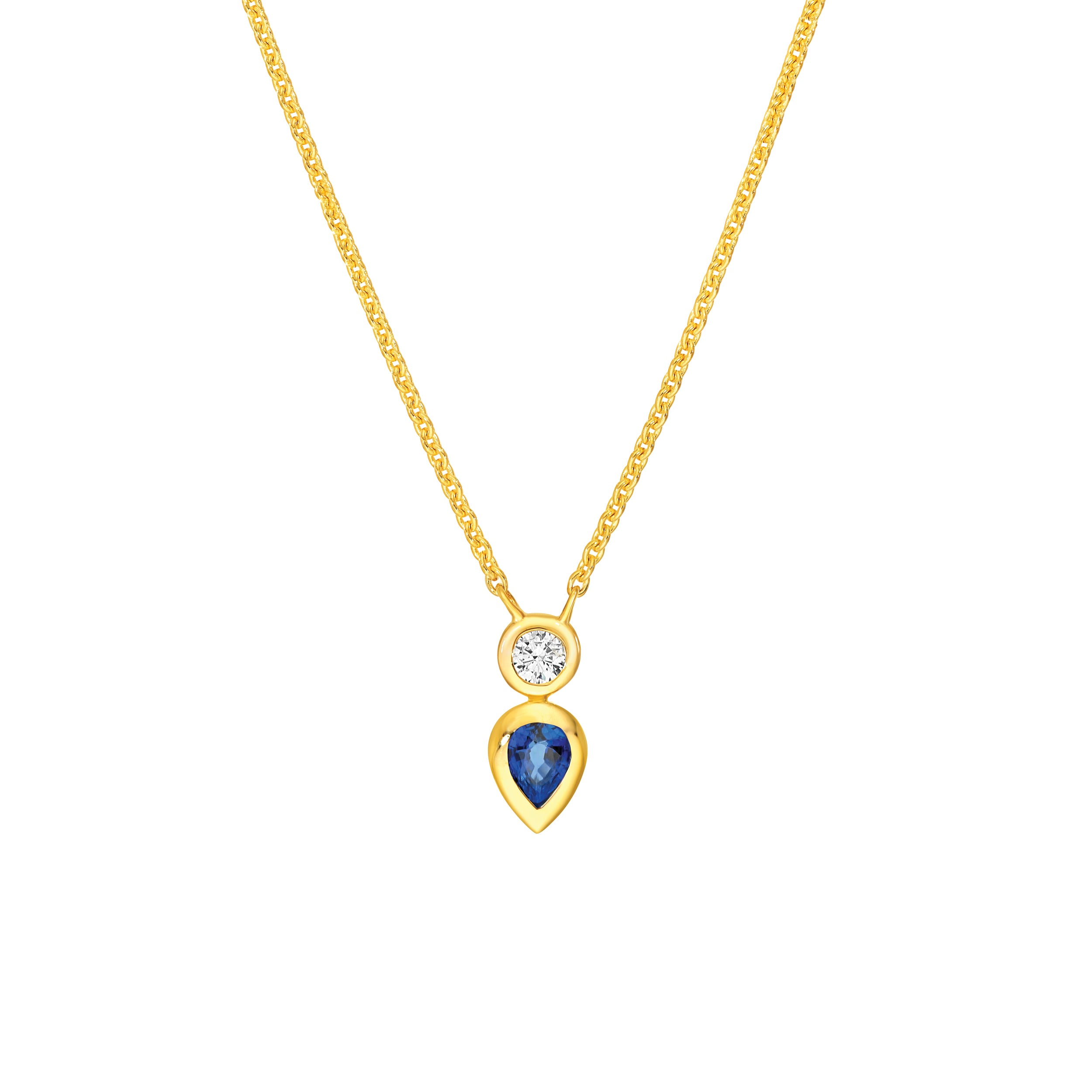 Diamond & Sapphire Duo Bezel Necklace