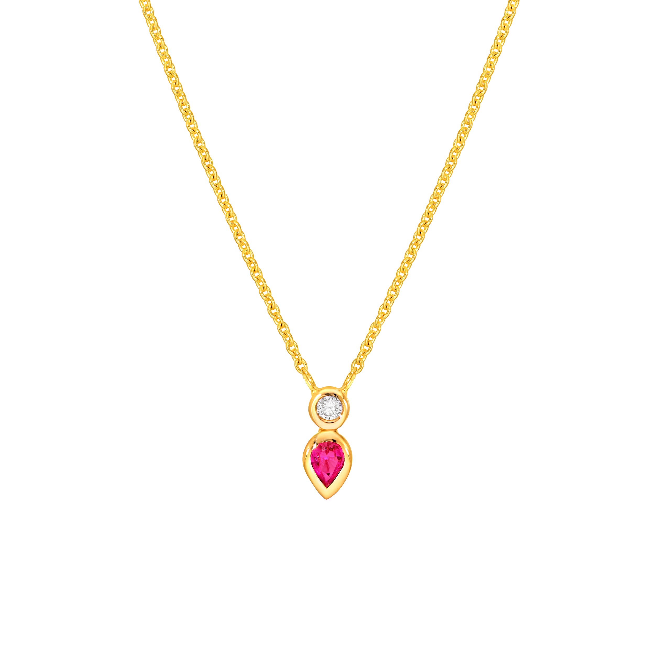 Diamond & Ruby Duo Bezel Necklace