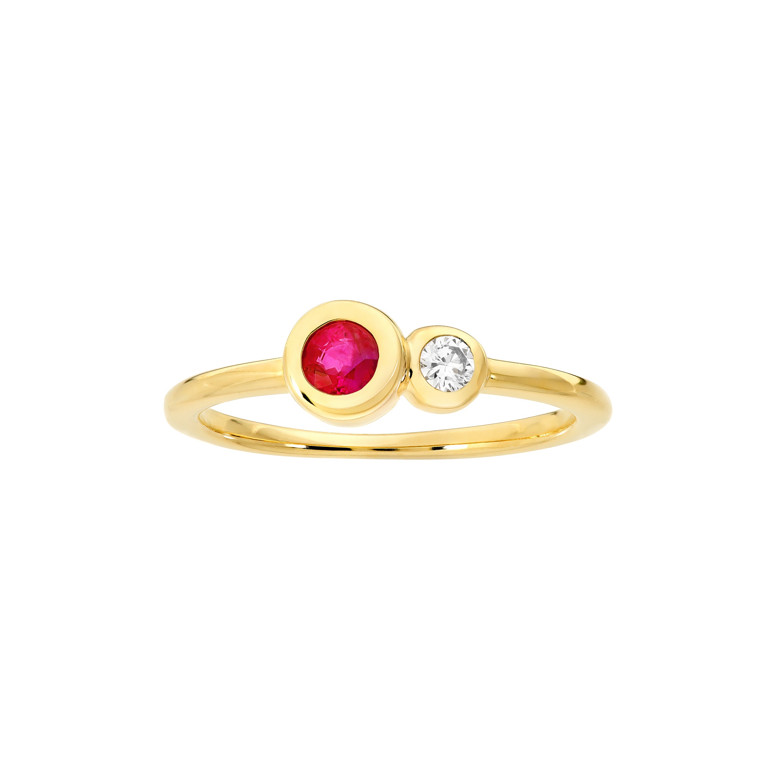 Round Ruby & Diamond Bubble Ring