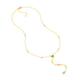 Mixed Gemstone & Diamond Station Lariat Necklace