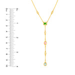 Mixed Gemstone & Diamond Station Lariat Necklace