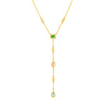 Mixed Gemstone & Diamond Station Lariat Necklace