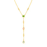 Mixed Gemstone & Diamond Station Lariat Necklace
