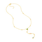 Mixed Gemstone & Diamond Station Lariat Necklace