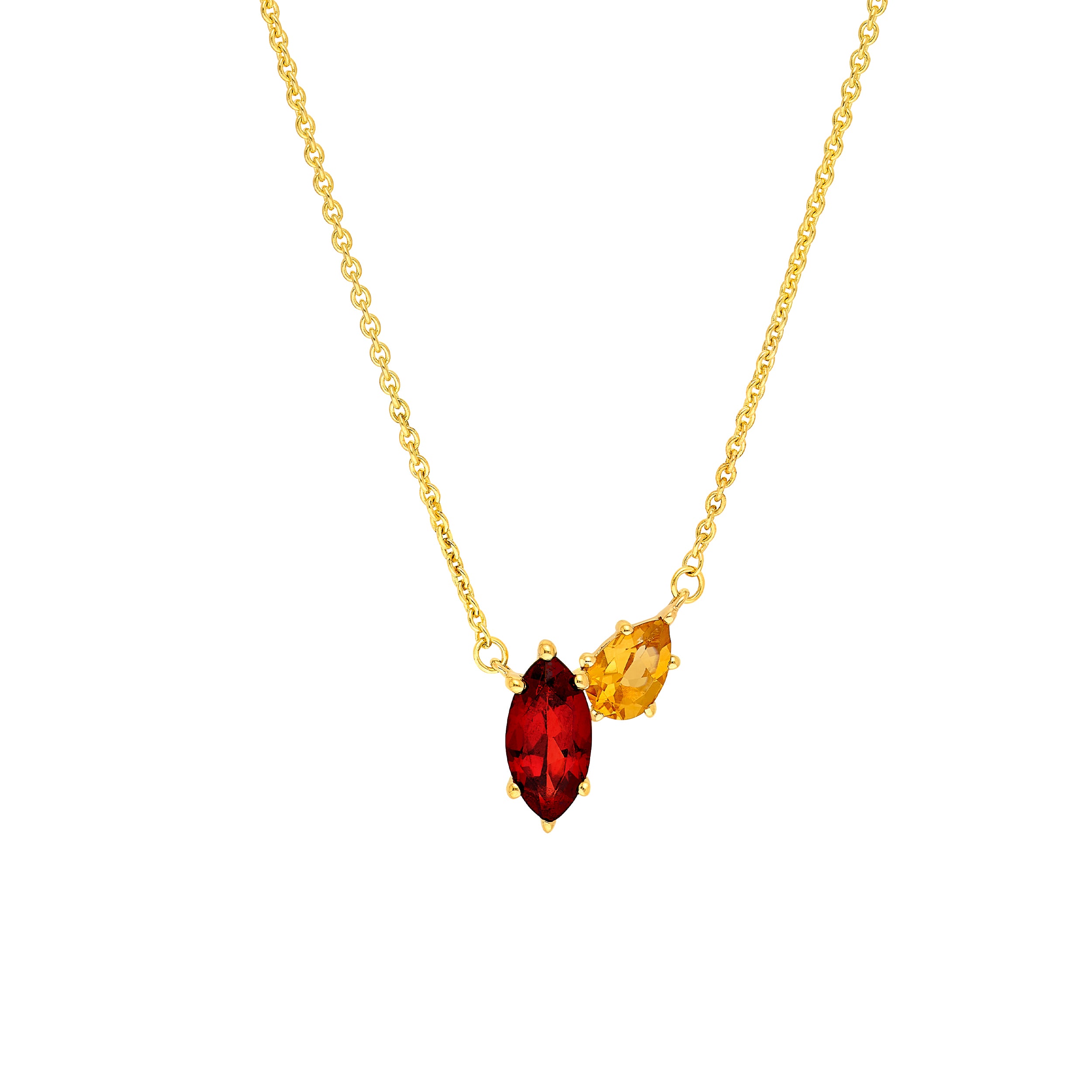 Toi et Moi Necklace (Red Garnet & Citrine)
