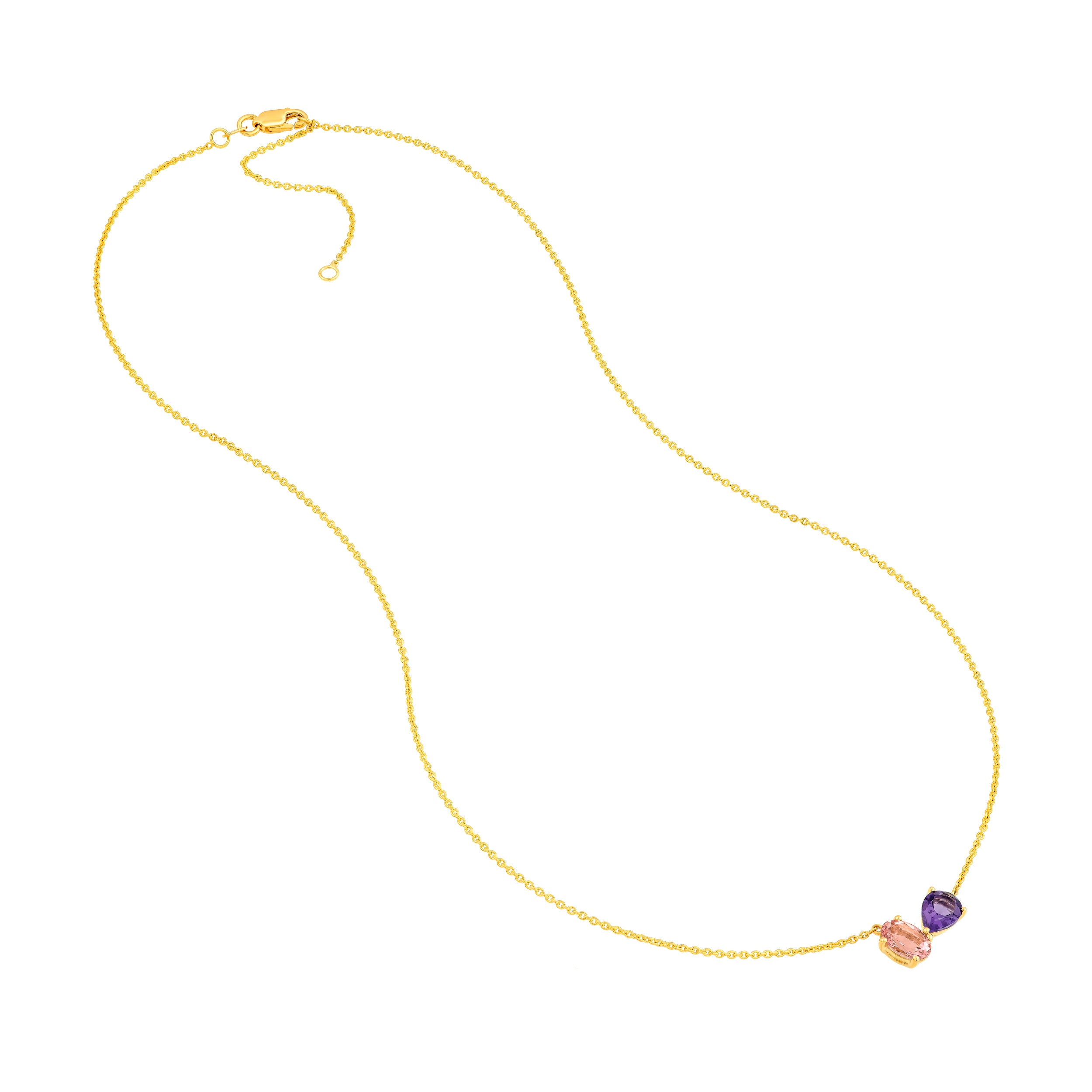 Toi et Moi Necklace (Pink Morganite & Amethyst)