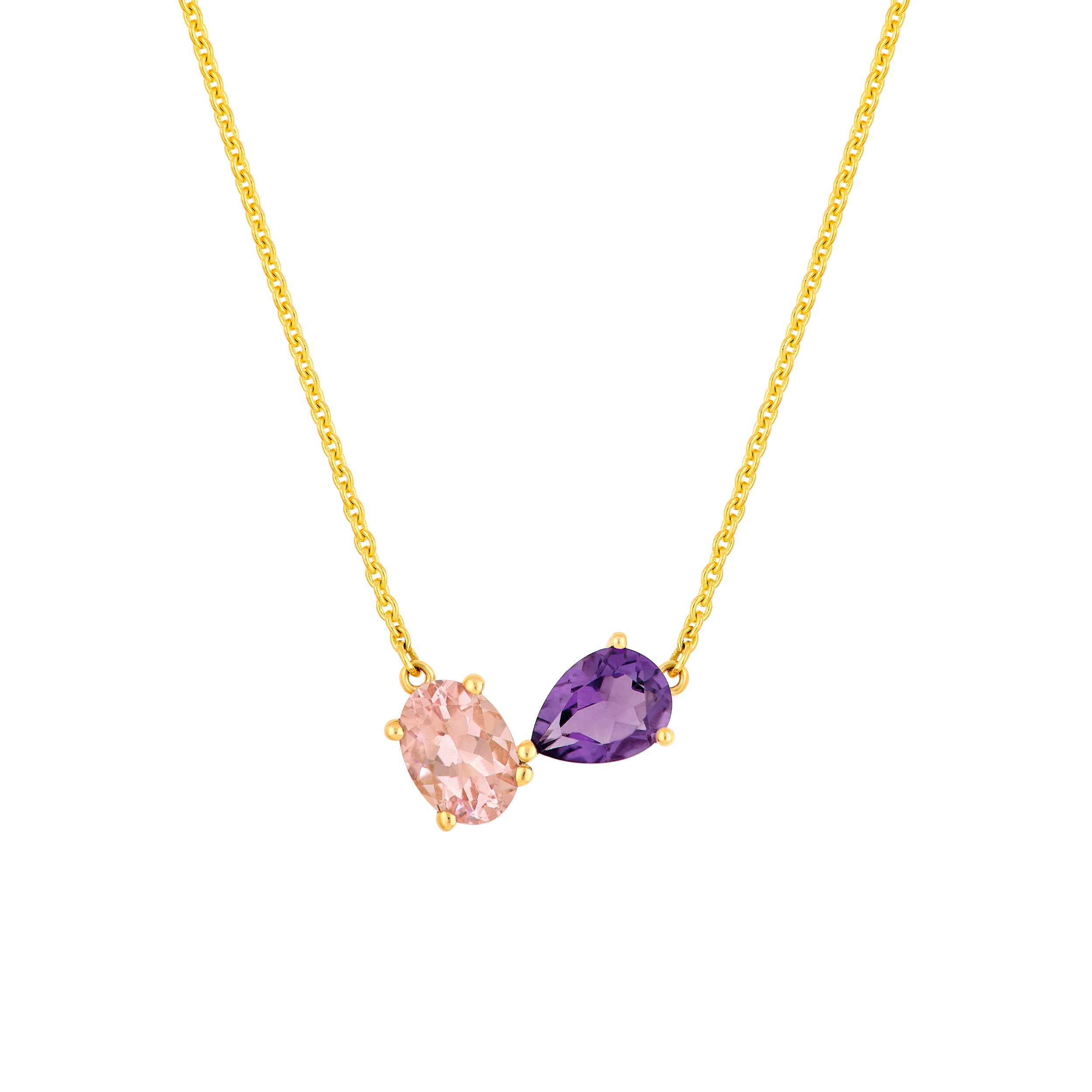 Toi et Moi Necklace (Pink Morganite & Amethyst)