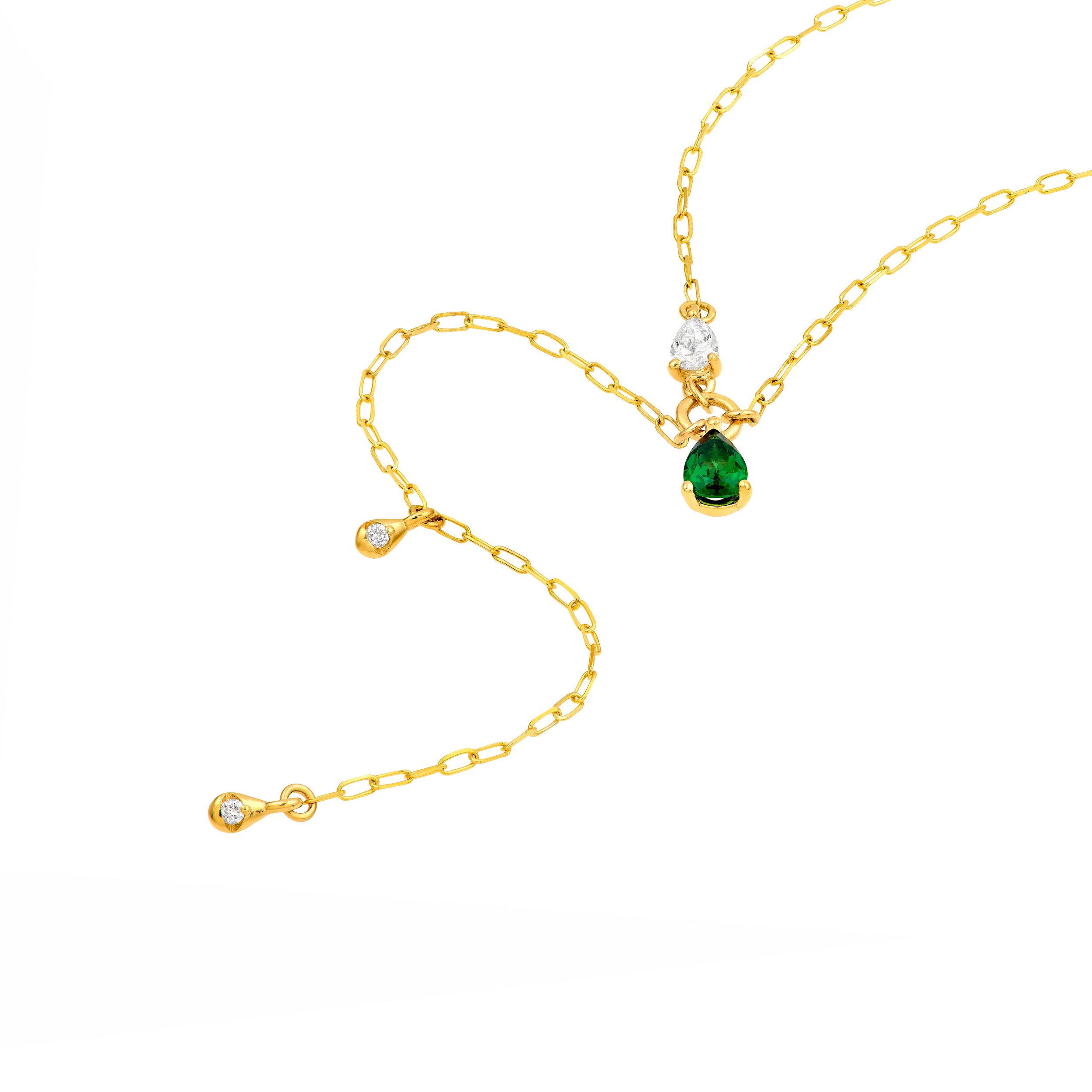 Floating Diamond & Tsavorite Lariat Necklace