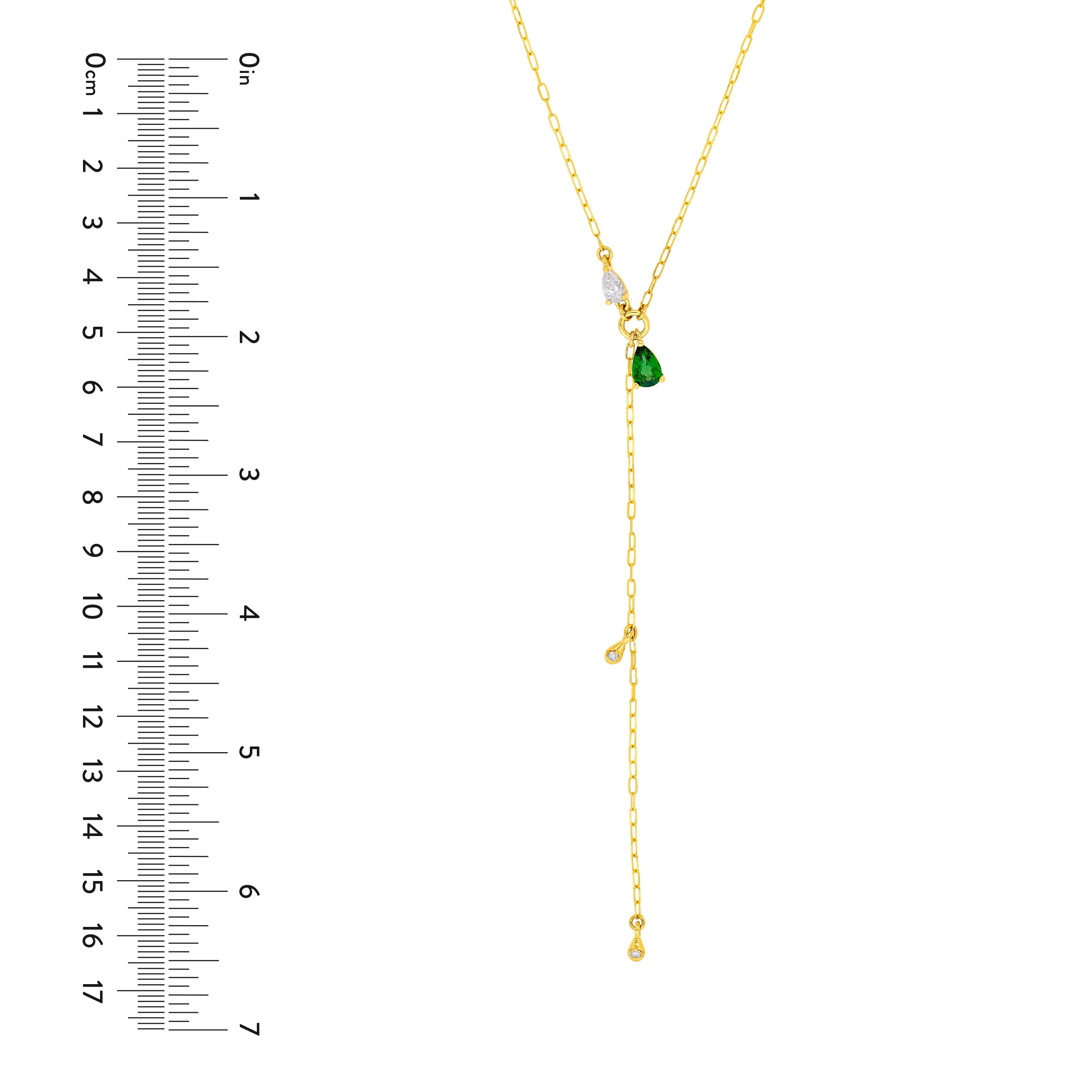 Floating Diamond & Tsavorite Lariat Necklace