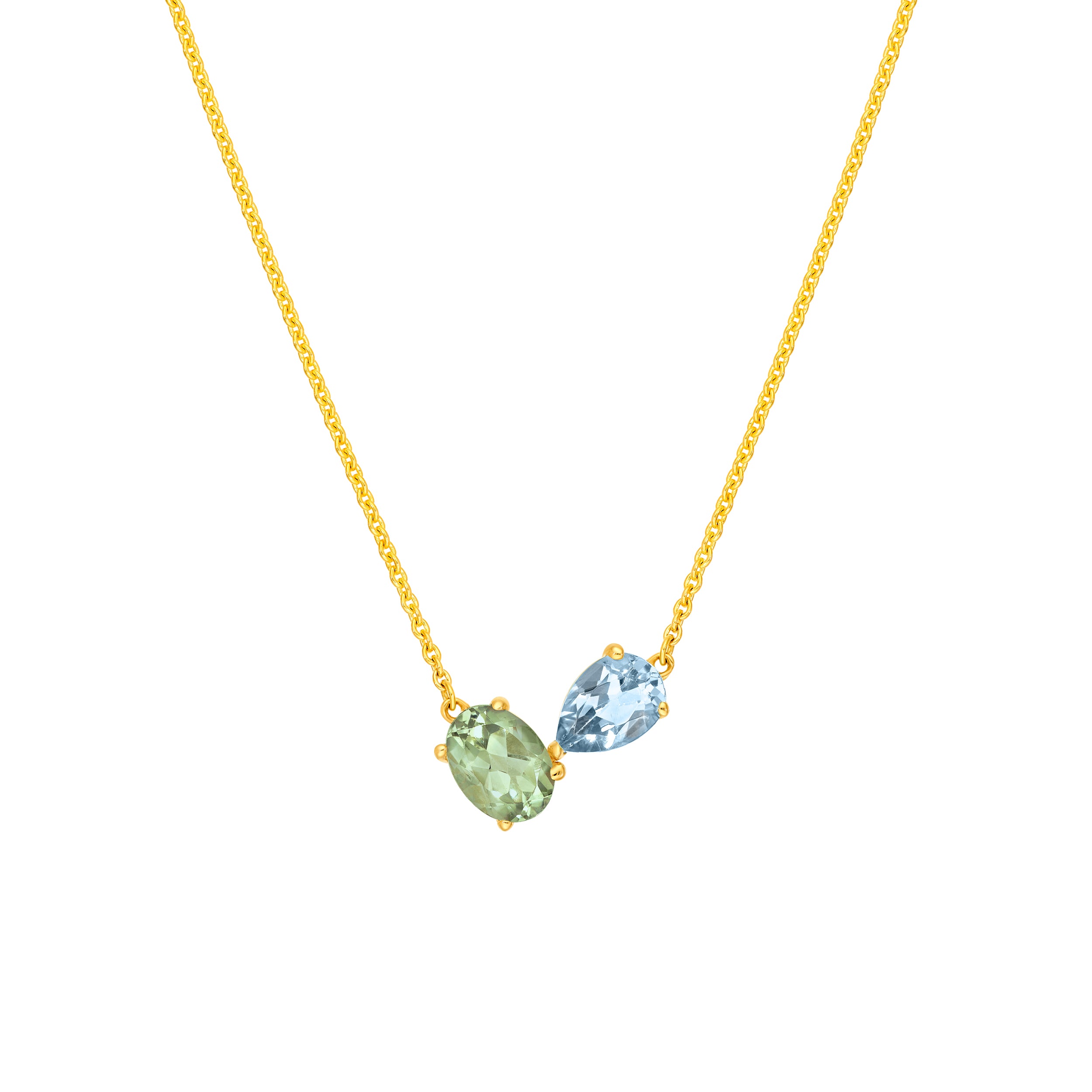 Toi et Moi Necklace (Green Amethyst & Sky Blue)