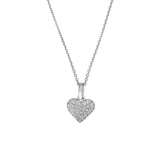 Pavé Diamond Heart Pendant Necklace (3/8tcw) in White Gold
