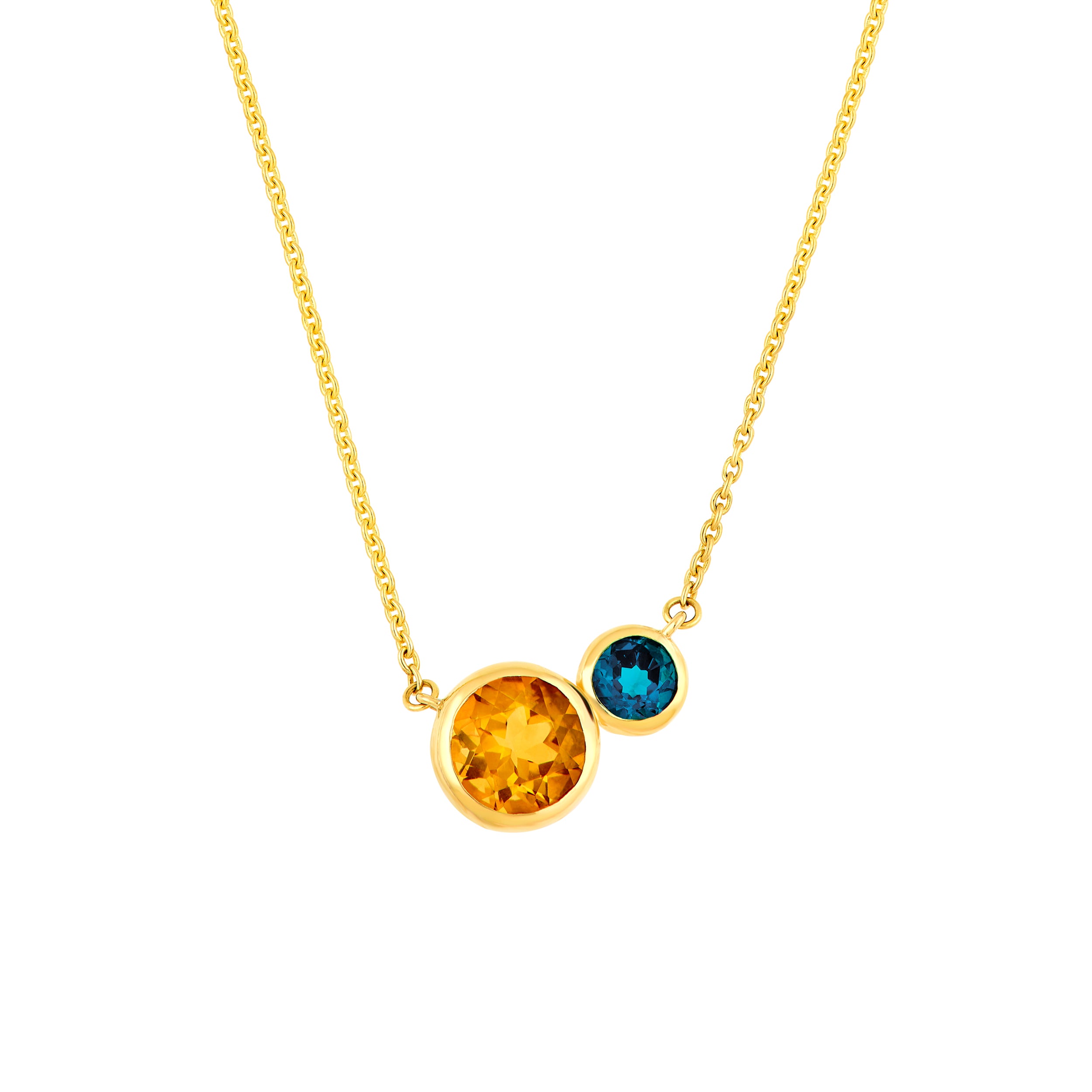 Toi et Moi Necklace (London Blue & Citrine)