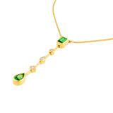 Tsavoritie & Diamond Mixed Shape Drop Necklace