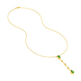 Tsavoritie & Diamond Mixed Shape Drop Necklace