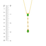 Tsavoritie & Diamond Mixed Shape Drop Necklace