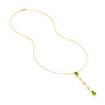 Tsavoritie & Diamond Mixed Shape Drop Necklace