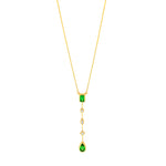 Tsavoritie & Diamond Mixed Shape Drop Necklace