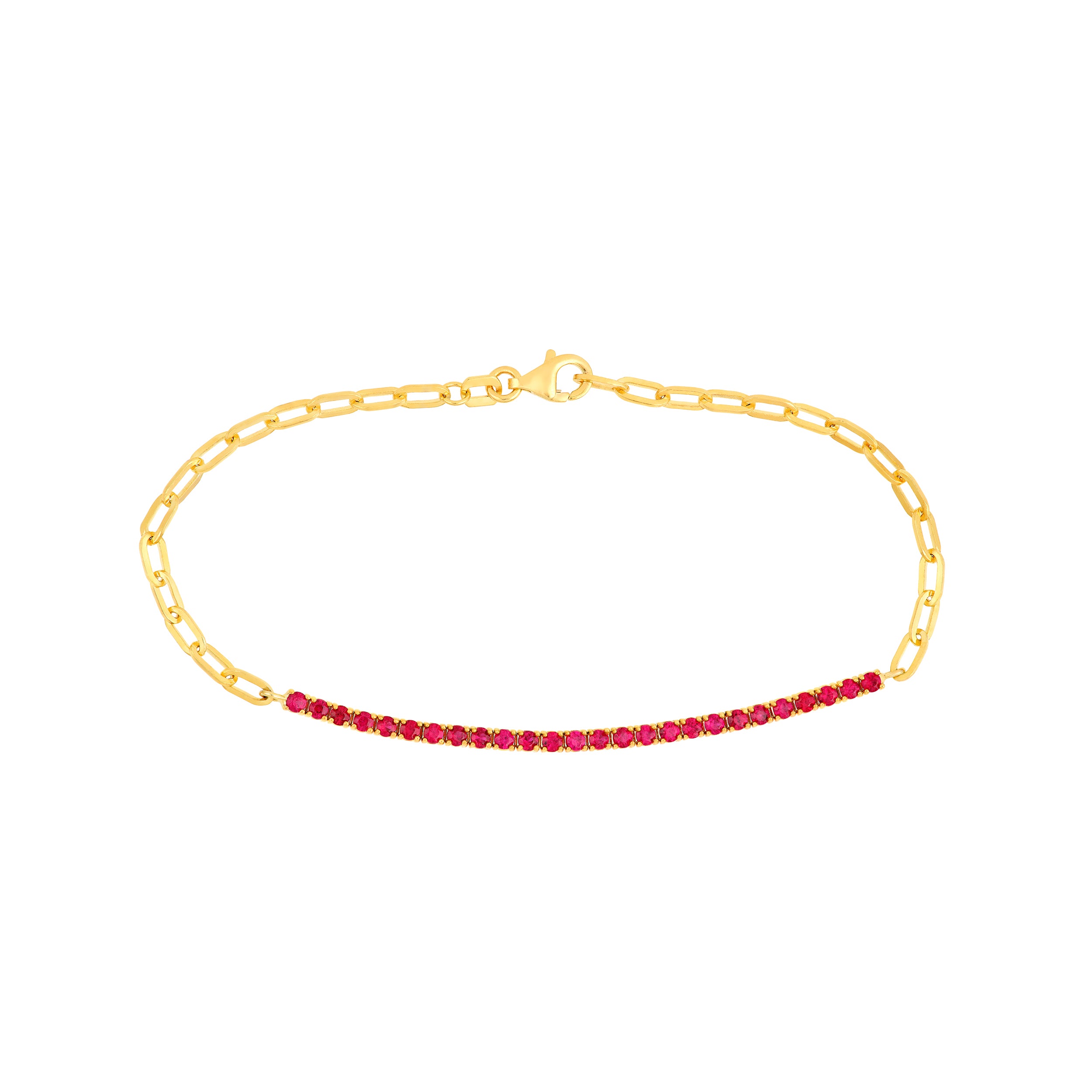 2mm Ruby Half Paper Clip Half Tennis Bracelet
