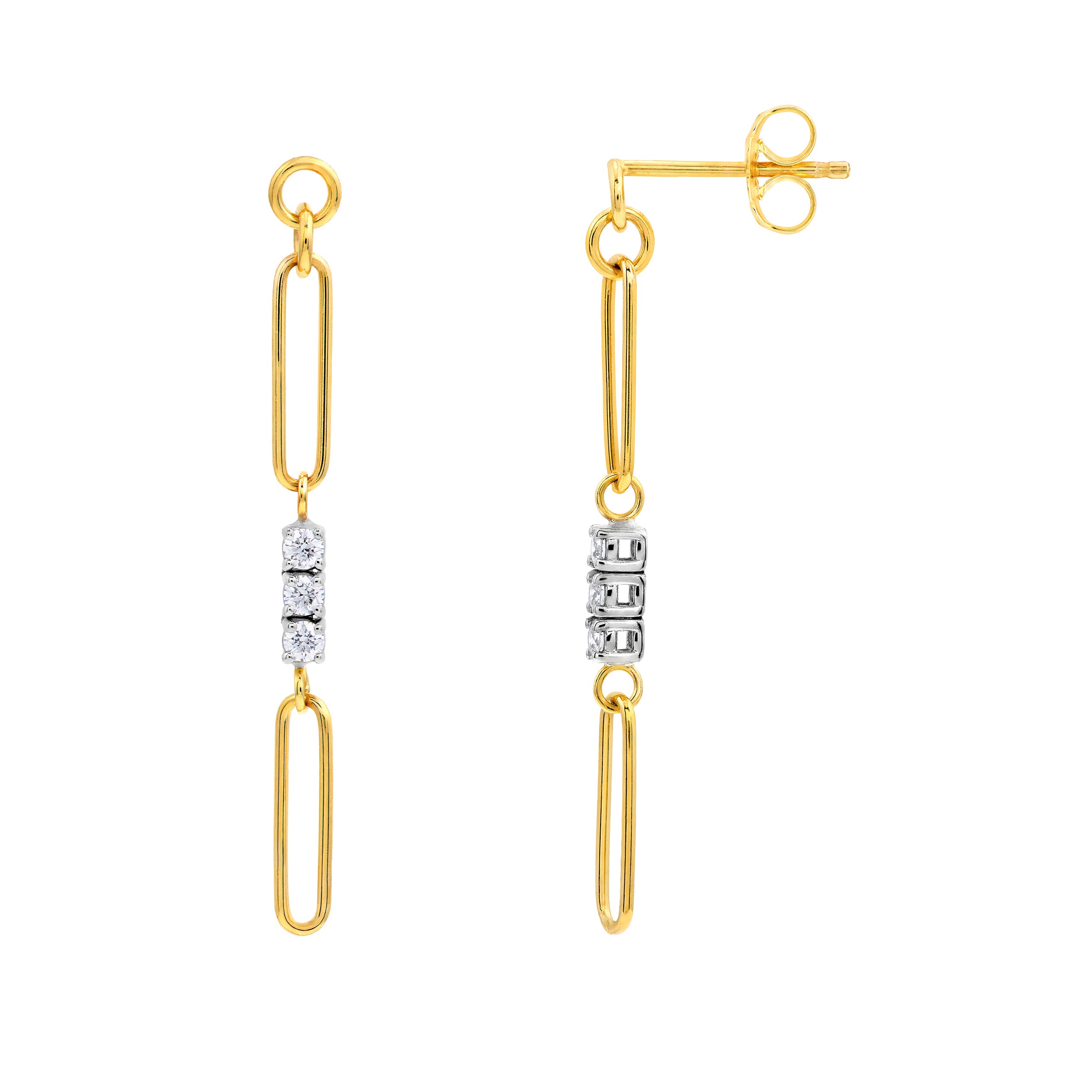 1/5tcw Diamond Paper Clip Dangle Earrings