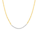 3/4tcw Diamond Two-Tone Paper Clip Tennis Necklace