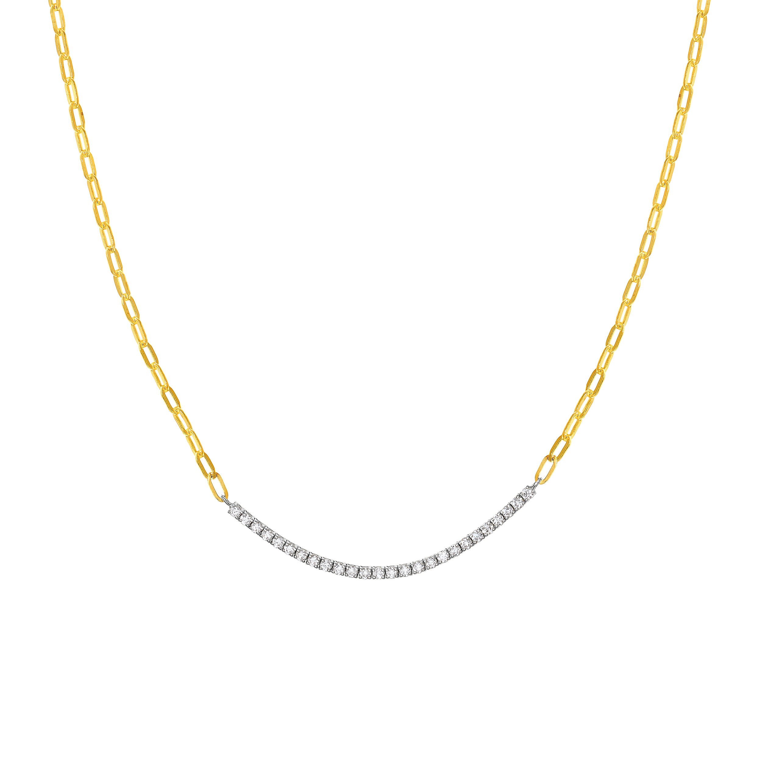 3/4tcw Diamond Two-Tone Paper Clip Tennis Necklace