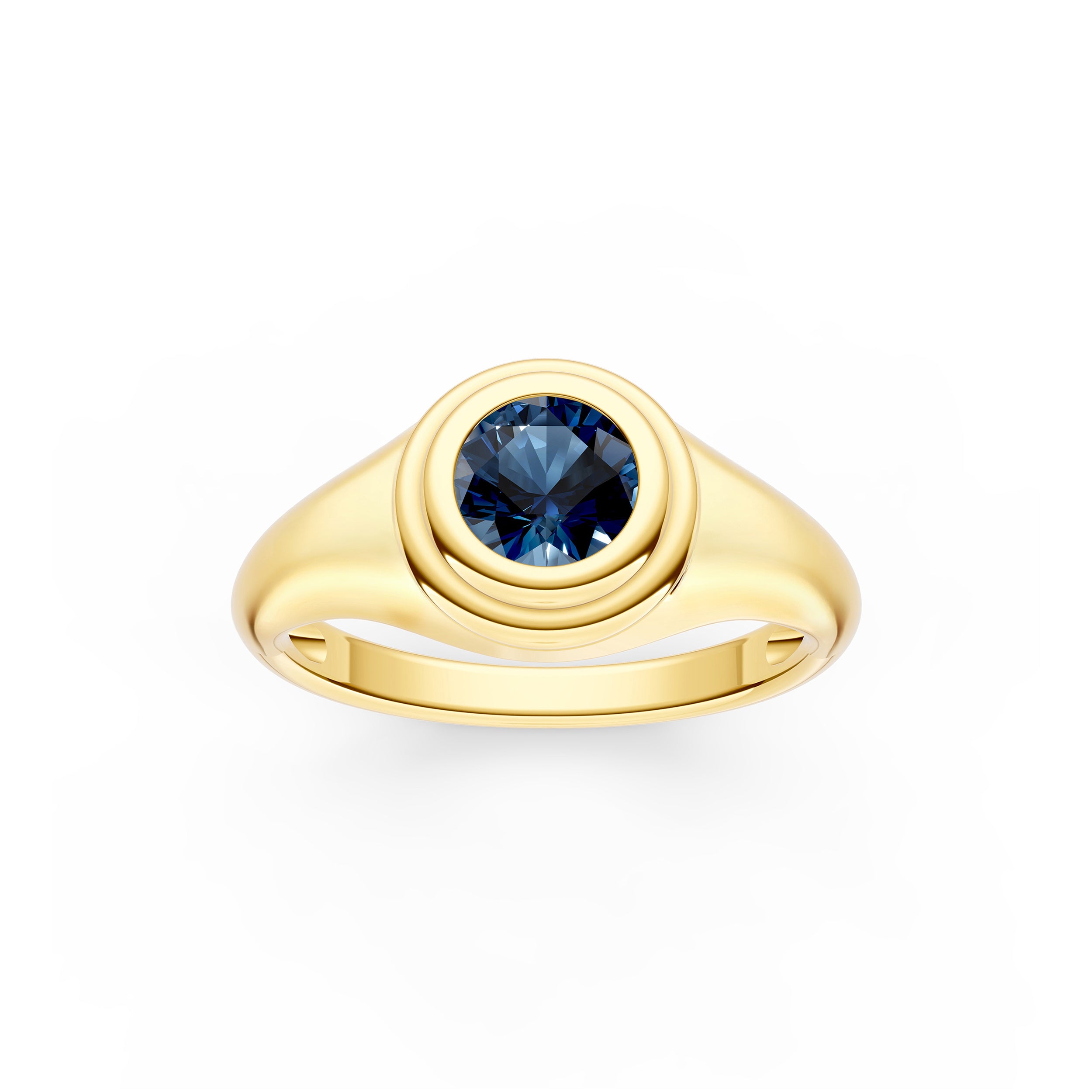 1/2ct Round London Blue Bezel Pinky Ring