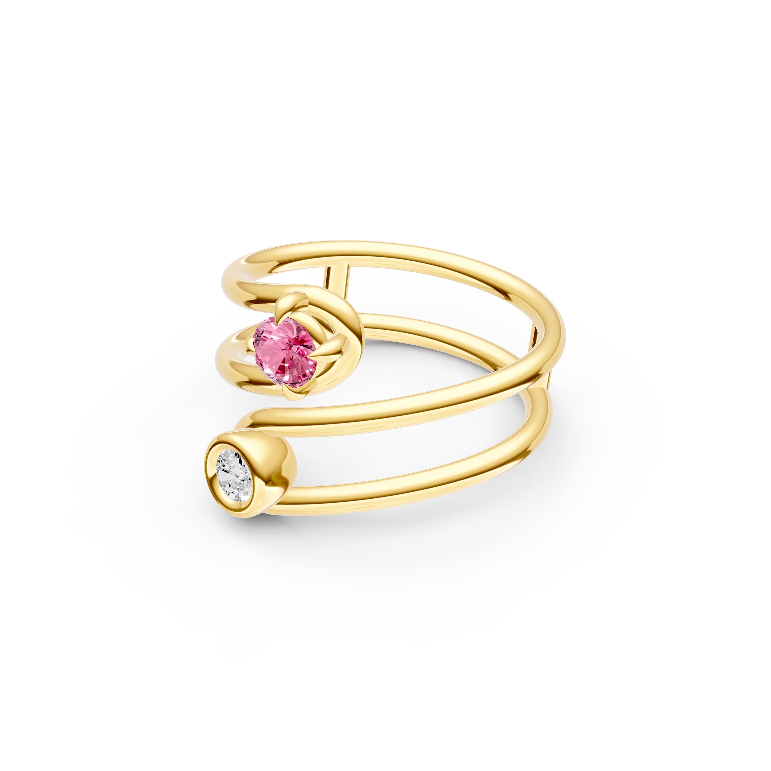 Diamond & Pink Sapphire Wrap Ring