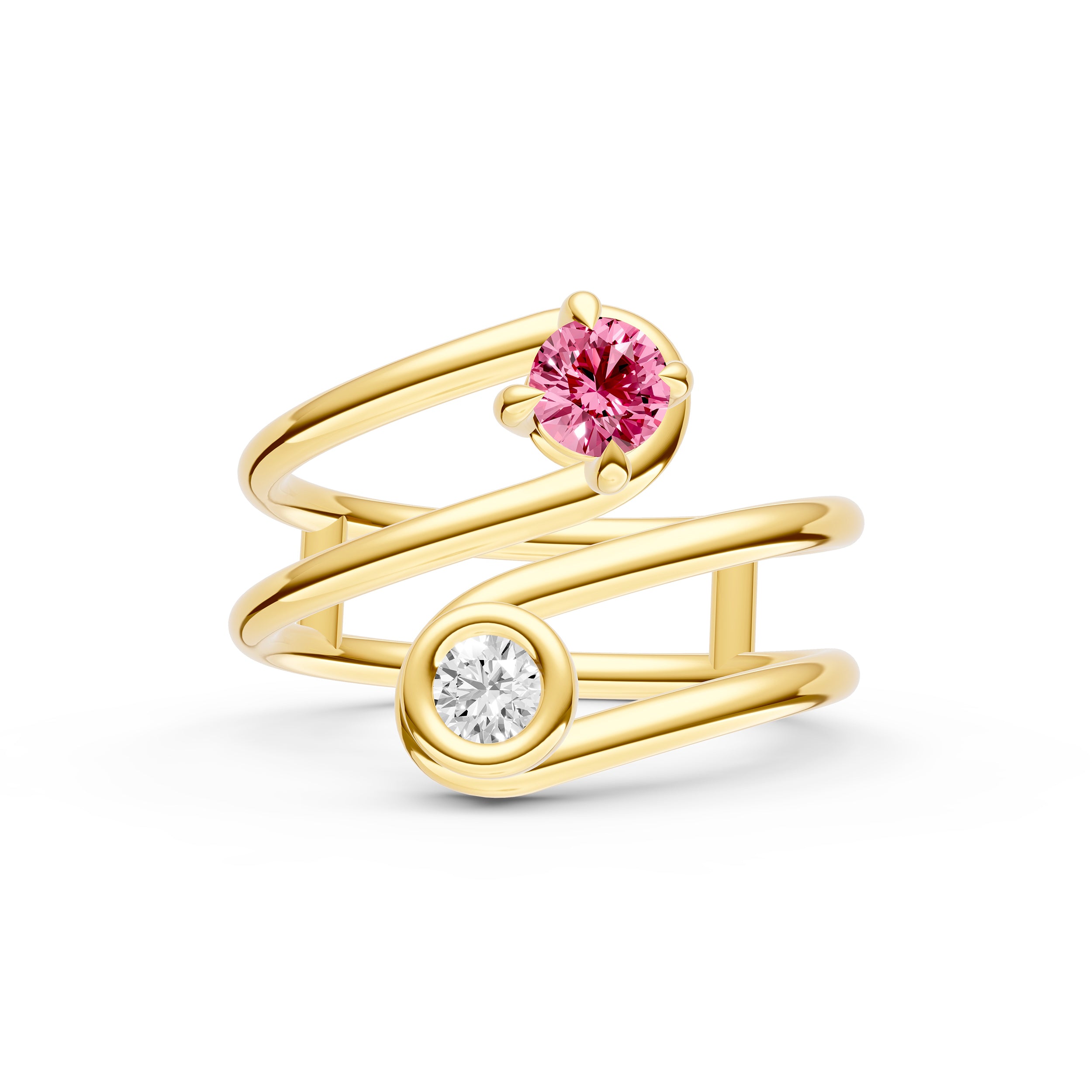 Diamond & Pink Sapphire Wrap Ring
