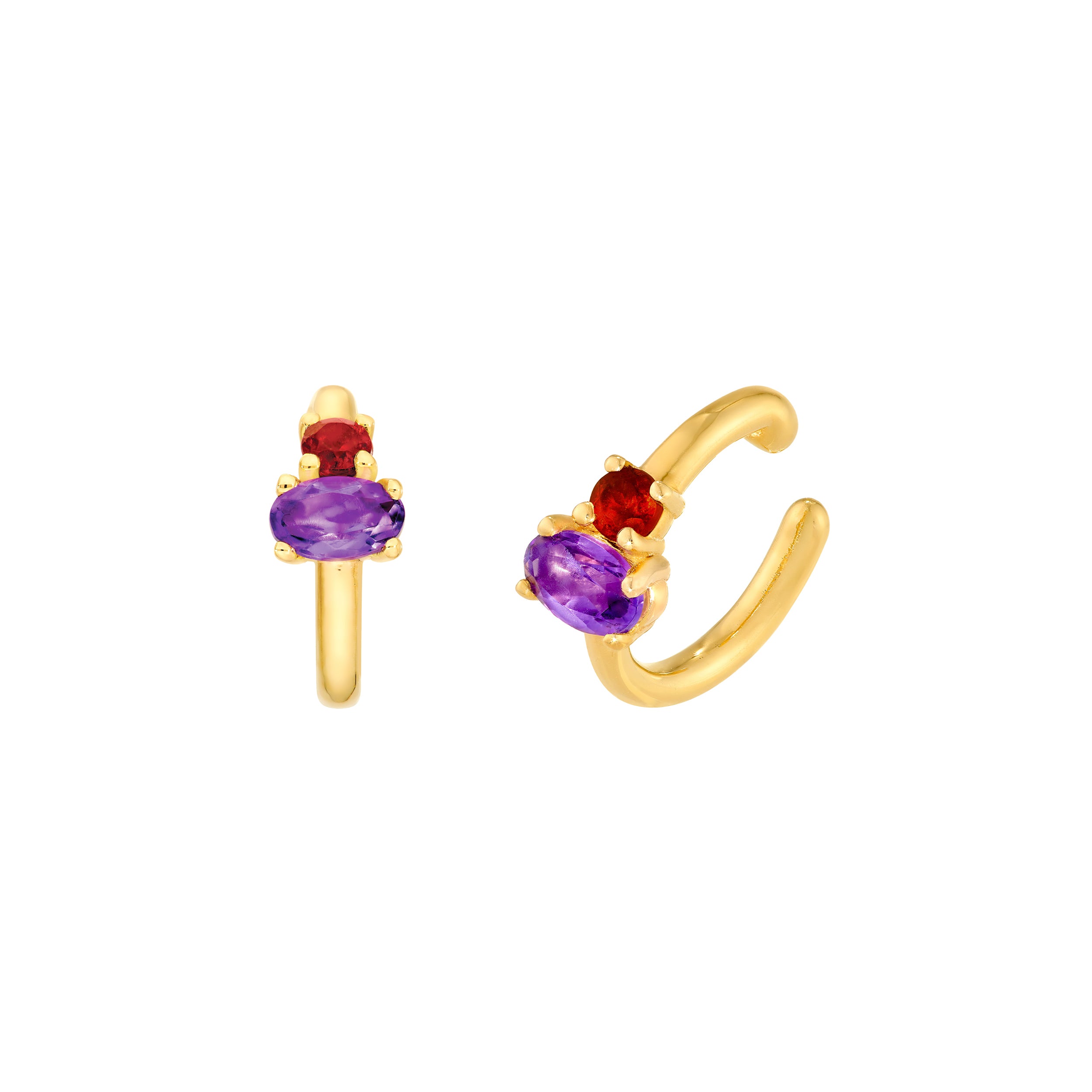 Amethyst & Ruby Ear Cuff