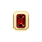 Emerald Red Garnet Double Bezel Stud Earrings