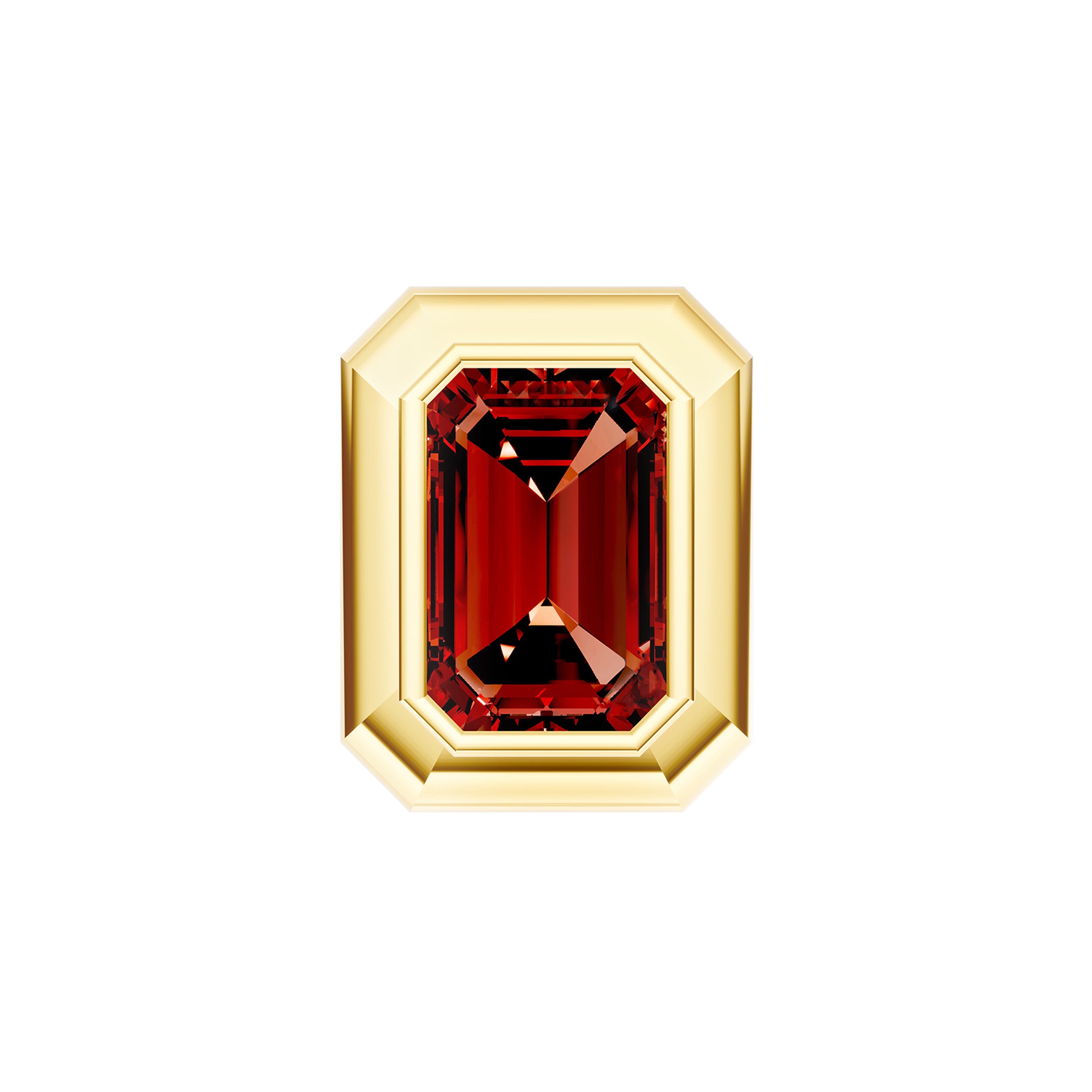Emerald Red Garnet Double Bezel Stud Earrings