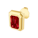 Emerald Red Garnet Double Bezel Stud Earrings