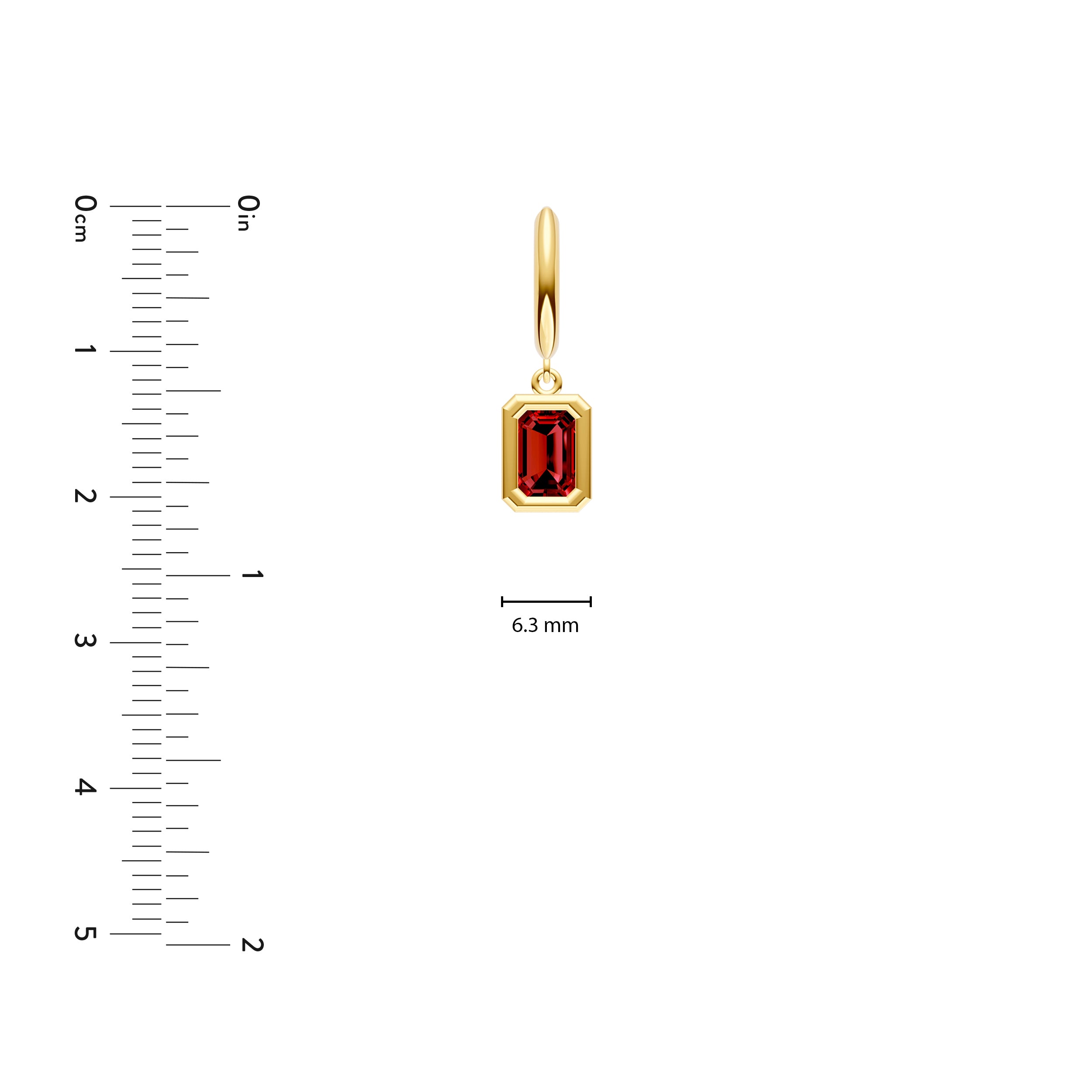Emerald Red Garnet Bezel Drop Earrings