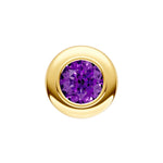 Round Purple Amethyst Double Bezel Stud Earrings