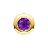Round Purple Amethyst Double Bezel Stud Earrings