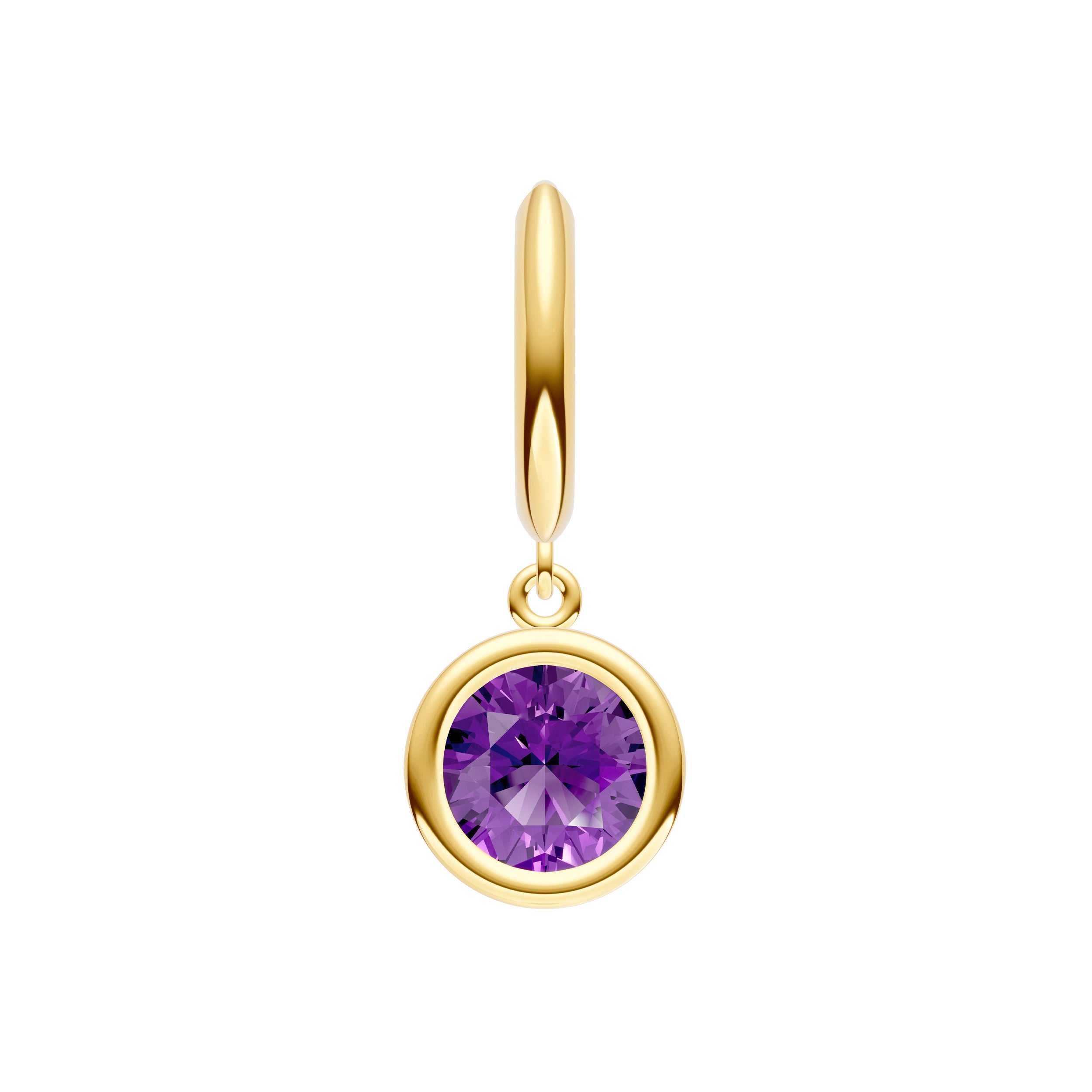 Round Purple Amethyst Drop Earrings