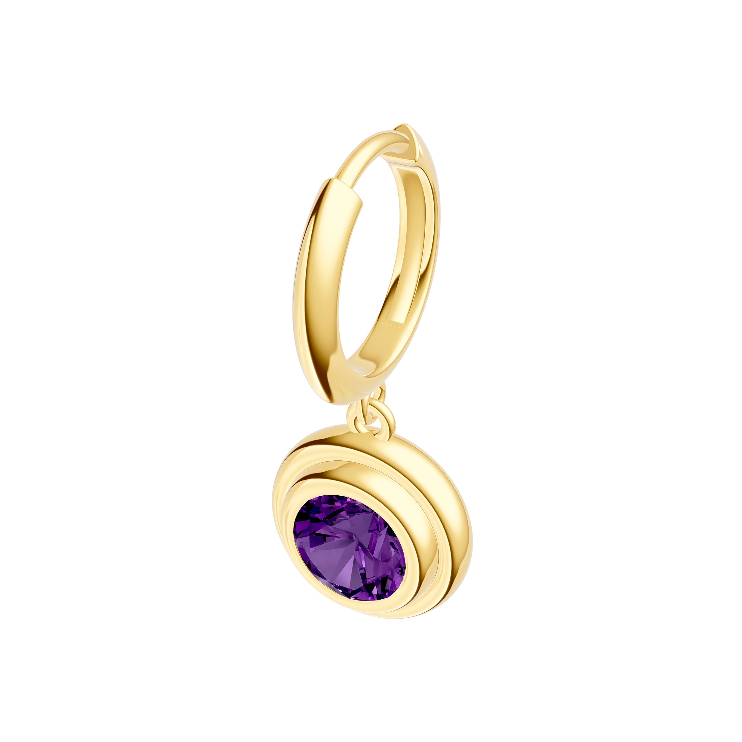 Round Purple Amethyst Drop Earrings