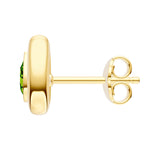 Pear Peridot Double Bezel Stud Earrings