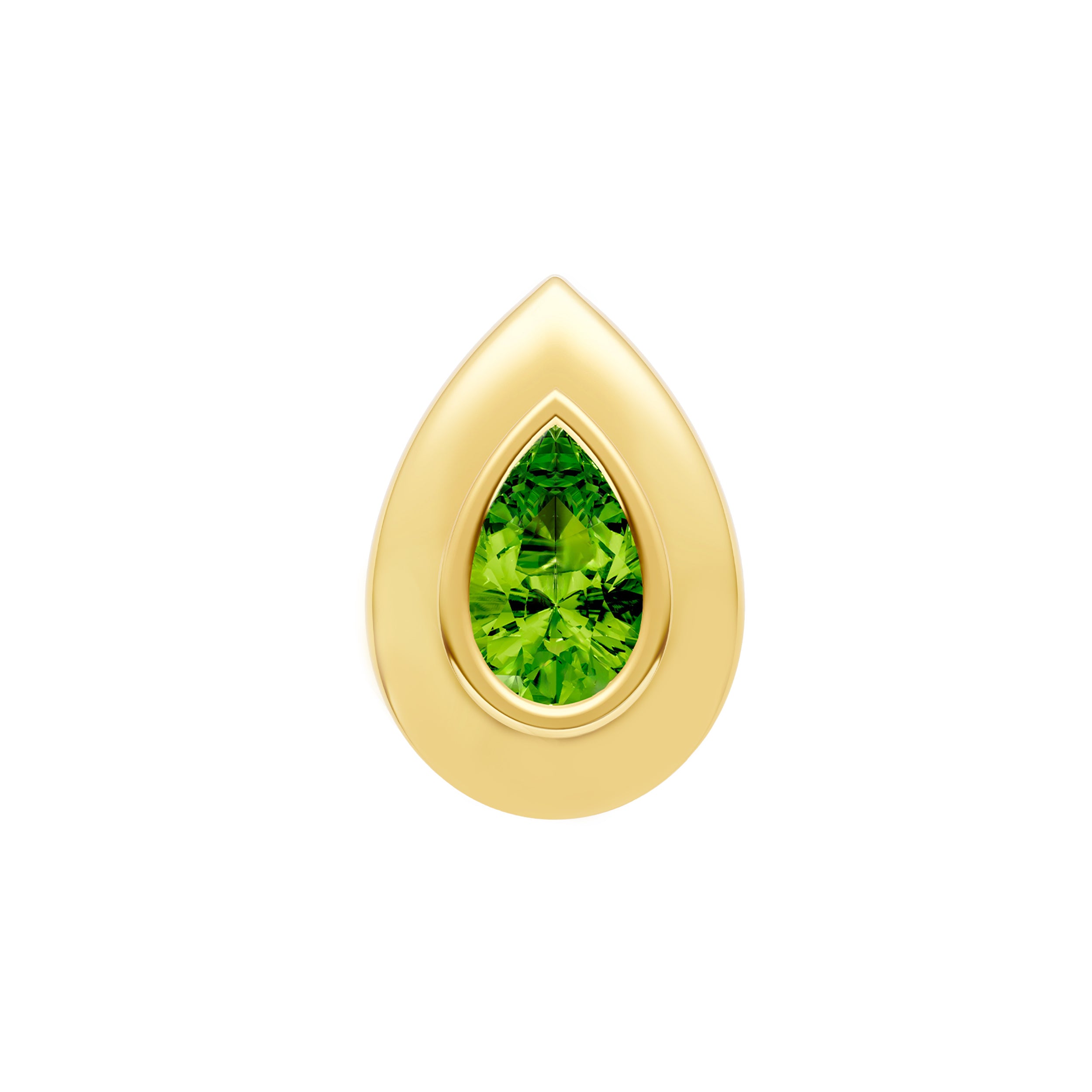 Pear Peridot Double Bezel Stud Earrings