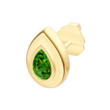 Pear Peridot Double Bezel Stud Earrings