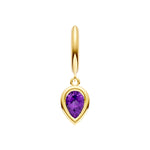Pear Purple Amethyst Bezel Drop Earrings