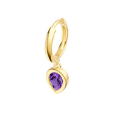 Pear Purple Amethyst Bezel Drop Earrings