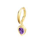 Pear Purple Amethyst Bezel Drop Earrings