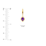 Pear Purple Amethyst Bezel Drop Earrings